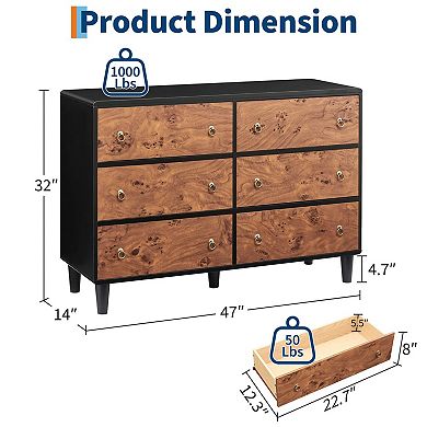 Narrow 6-Drawer Dresser