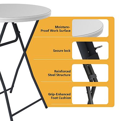 PATIOEASY Blow Molded Bar Round Table Weatherproof Bistro Table for Balcony 0utdoo Patio Table