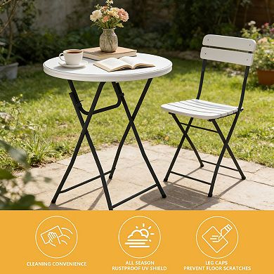 PATIOEASY Blow Molded Bar Round Table Weatherproof Bistro Table for Balcony 0utdoo Patio Table