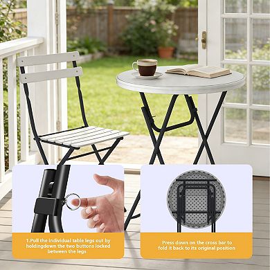 PATIOEASY Blow Molded Bar Round Table Weatherproof Bistro Table for Balcony 0utdoo Patio Table