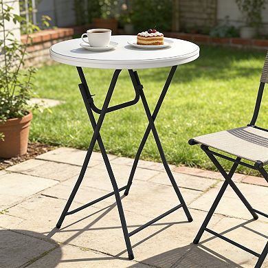 PATIOEASY Blow Molded Bar Round Table Weatherproof Bistro Table for Balcony 0utdoo Patio Table