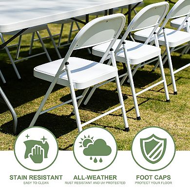 PATIOEASY Folding Chairs 4 pack Stackable Banquet Chairs for Home Gatherings Party Phairs
