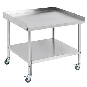 36"X30"x30" Stainless Steel Grill Stand Table With Casters - Removable Baffle