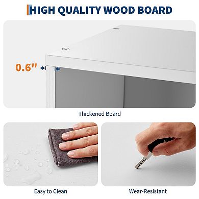 6-Shelf Tall White Bookcase for Home Office