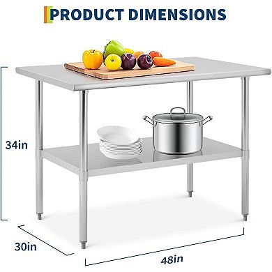 30"x48"x34" Heavy-Duty Stainless Steel Work Table
