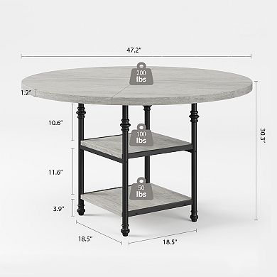 Modern Roman Column Round Dining Table for 4-6