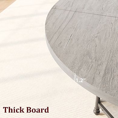 Modern Roman Column Round Dining Table for 4-6