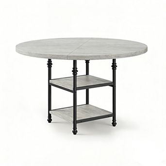 Modern Roman Column Round Dining Table for 4-6