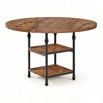 Modern Roman Column Round Dining Table for 4-6