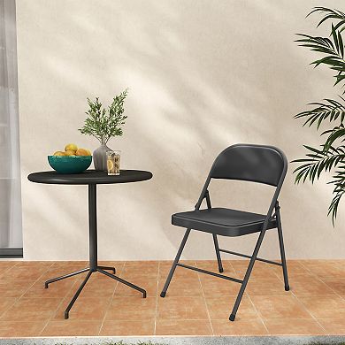 PATIOEASY Folding Chairs 8 pack Set Indoor Outdoor Portable Stackable Commercial Metal Chair