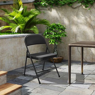 PATIOEASY Folding Chairs 8 pack Set Indoor Outdoor Portable Stackable Commercial Metal Chair