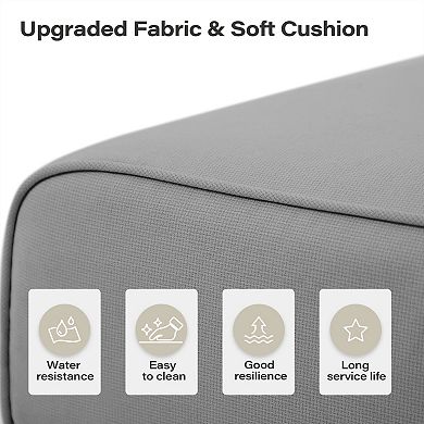 PATIOEASY 5 Piece PE Rattan Sofa Set Waterproof Cushions Complete Conversation Set for Porch