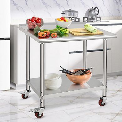 48x30x35 Inch Double-Layer Workbench Without Casters And Rear Panel