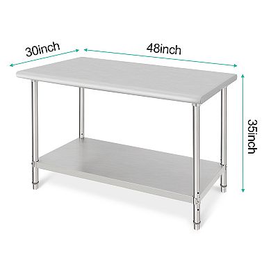 48x30x35 Inch Double-Layer Workbench Without Casters And Rear Panel