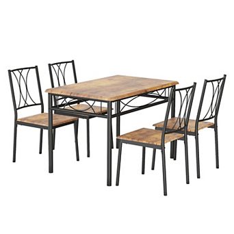 Small Dining Table Set for 4 with Wood Chairs