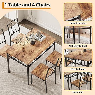 Small Dining Table Set for 4 with Wood Chairs