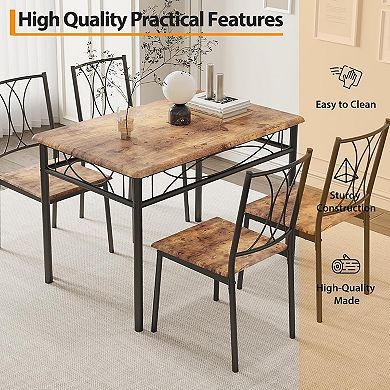 Small Dining Table Set for 4 with Wood Chairs