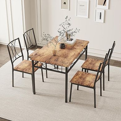Small Dining Table Set for 4 with Wood Chairs