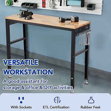 Heavy Duty Adjustable Height Workbench 48x20 Inch