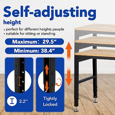 Heavy Duty Adjustable Height Workbench 48x20 Inch
