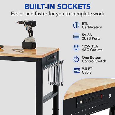 Heavy Duty Adjustable Height Workbench 48x20 Inch