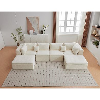 Ottoman 140" Convertible U Shaped Cloud Boneless Couch