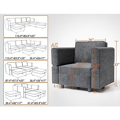 7 - Seat Modular Sectional Sofa