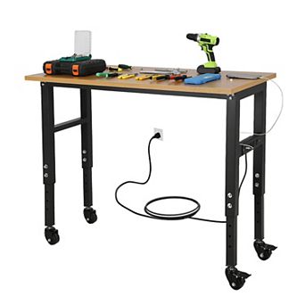 48" Adjustable Workbench with Power Outlet and Wheels