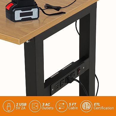 48" Adjustable Workbench with Power Outlet and Wheels