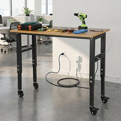 48" Adjustable Workbench with Power Outlet and Wheels