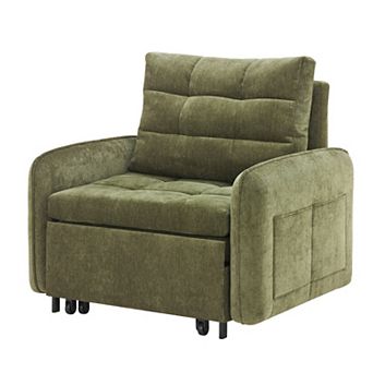 Whisen 3-in-1 Convertible Sleeper Chair Bed with USB Charging, Storage Pockets and Box