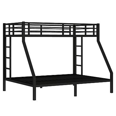 Lufeiya Twin XL Over Queen Metal Bunk Bed Frame with Dual Ladders, Guardrails and Under-Bed Storage