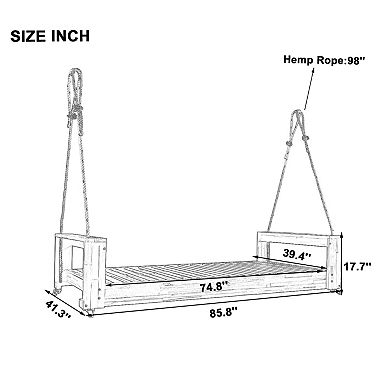 Whisen Twin Size Porch Swing Bed Seating Group with Hemp Ropes