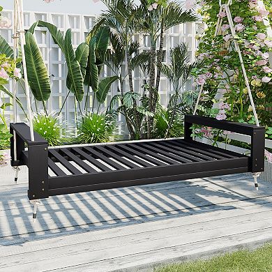 Whisen Twin Size Porch Swing Bed Seating Group with Hemp Ropes