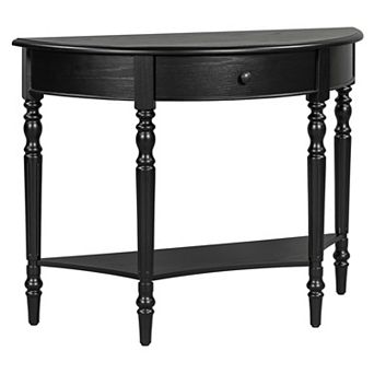 Half Moon Console Table with Drawer & Shelf