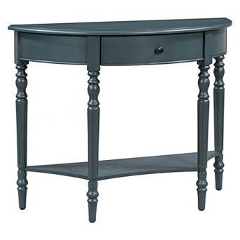 Half Moon Console Table with Drawer & Shelf
