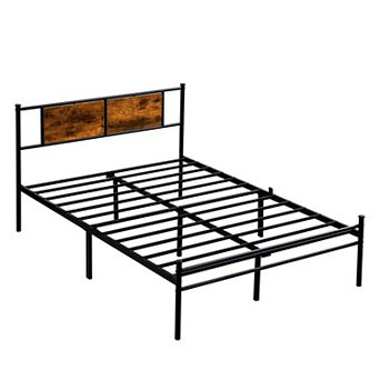 Lufeiya Twin/Twin XL/Full/Queen/King Size Metal Bed Frame with Wood Headboard,No Box Spring Needed
