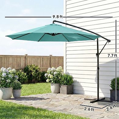 9.8-ft. Outdoor Patio Umbrella Crank Lift Hanging Offset Cantilever Umbrella