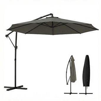 9.8-ft. Outdoor Patio Umbrella Crank Lift Hanging Offset Cantilever Umbrella