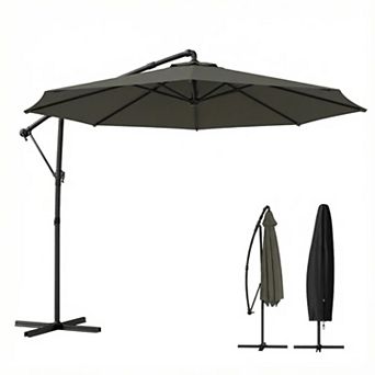 9.8-ft. Outdoor Patio Umbrella Crank Lift Hanging Offset Cantilever Umbrella