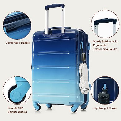 Hardside 5 Piece Spinner Luggage Set with Travel Bag, 20-inch with USB Port Carry on Suitcase