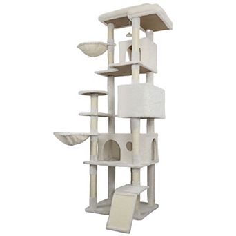 Whisen Cat Tree with Hinding Condo, 11 Sisal Scratching Post, Ladder, Hammocks, Top Platform