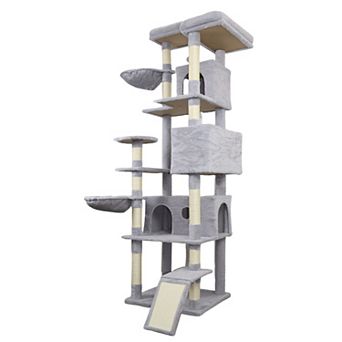 Whisen Cat Tree with Hinding Condo, 11 Sisal Scratching Post, Ladder, Hammocks, Top Platform