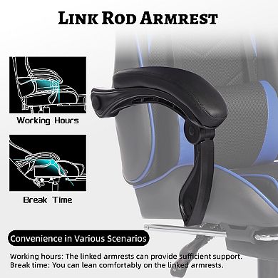 Racing-Style Gaming Chair with PU Leather, Retractable Footrest & Lumbar Support