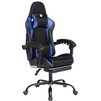 Racing-Style Gaming Chair with PU Leather, Retractable Footrest & Lumbar Support