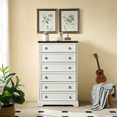 Freestanding Bathroom Cabinet Clothes Storage with 6 Drawers