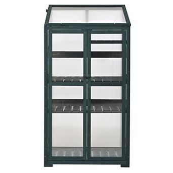 Whisen Wood Greenhouse, Cold Frame with Wheels and Adjustable Shelves