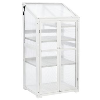 Whisen Wood Greenhouse, Cold Frame with Wheels and Adjustable Shelves