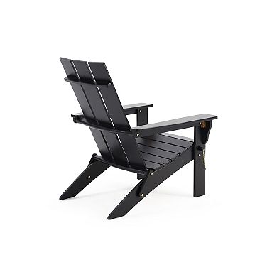 Acacia Wood Folding Adirondack Chair with Weathered Steel Accents