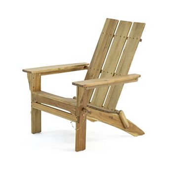 Acacia Wood Folding Adirondack Chair with Weathered Steel Accents